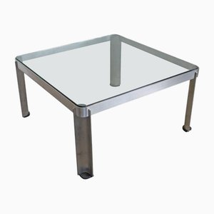 Steel and Thick Crystal Coffee Table Mod. T113 by Osvaldo Borsani for Tecno, 1975