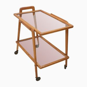 Wood and Glass Drinks Trolley or Bar Cart, 1950s