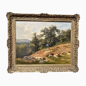 Max Schmidt, Südliche Landschaft mit Kühen, Öl auf Leinwand