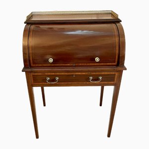 Edwardian Mahogany Inlaid Cylinder Desk, 1900s