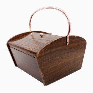 Caja de trabajador de mesa de madera, años 70
