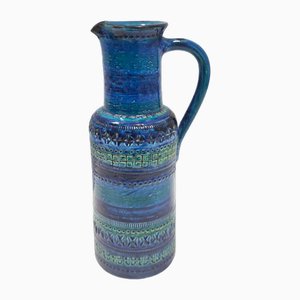 Jarrón posmoderno de cerámica azul de Rimini atribuido a A. Londi y F. Montelupo para Bitossi, años 70