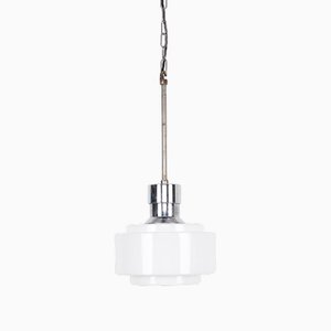 Cylindrical Pendant Light in Cut Opaline Glass from Gents of Leicester