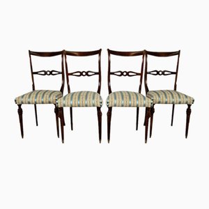English Style Padded Dining Chairs, Italy, 1960s, Set of 4