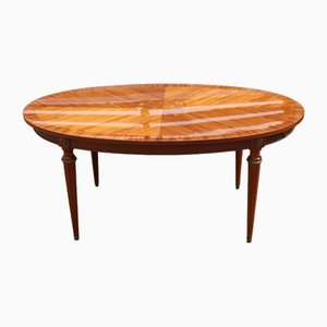 Vintage Louis XVI Rosewood Marquetry High Gloss Dining Table, 1976