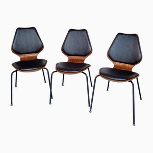 Plywood Chairs, Denmark, 1950s-1960s, Set of 3