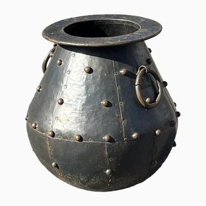 Large Metal Cauldron Shaped Planter