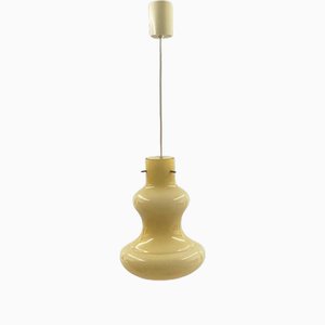 Deckenlampe aus Opalglas & Messing, Italien, 1970er