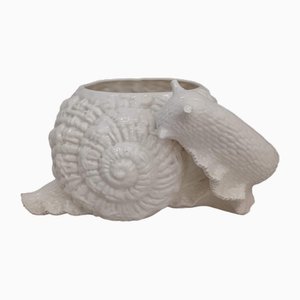 Large Snail Ceramic White Planter, 1960s