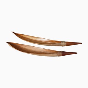 Palm Serving Bowls with Teak Handles from Illums Bolighus, Denmark, 1950s, Set of 2