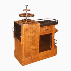 Carrito de bebidas Art Déco de nogal, años 20