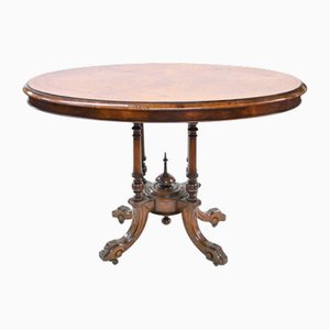 Victorian Oval Side Table in Walnut Inlay Cabriole Leg