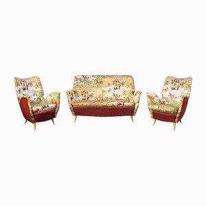 Sofa and Armchairs from Ressico, Italy, 1950s, Set of 3