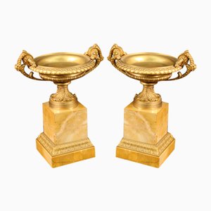 Gilded Bronze and Yellow Marble Risers, 1930s, Set of 2