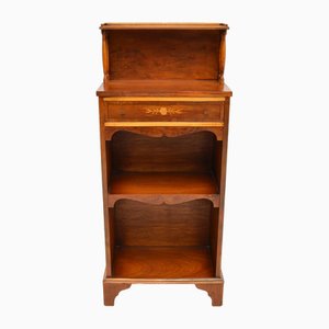 Vintage Inlaid Yew Wood Open Bookcase, 1950s