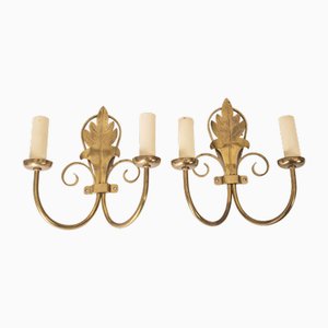 Vintage Wall Lamps in Golden Brass, Set of 2