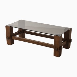 Table Vintage en Bois et Verre, 1960s