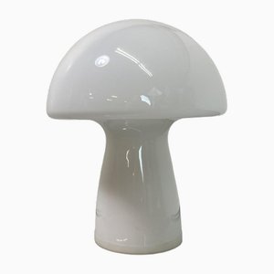 Lámpara de mesa hongo de vidrio blanco, años 80