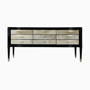 Italian Art Deco Parchment and Black Lacquered Dresser by Paolo Buffa, 1940s