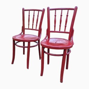 Red Bistro Chairs from Lichtig, 1900s, Set of 2