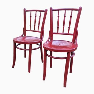 Set of Red Bistro Chairs from Lichtig, 1900s