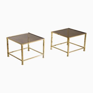 French Brass Side Tables, 1970s, Set of 2