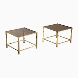 Tables d'Appoint en Laiton, France, 1970s, Set de 2