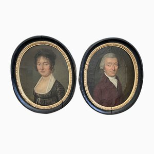 Portraits, 1800er, Öl auf Leinwand, Gerahmt, 2er Set