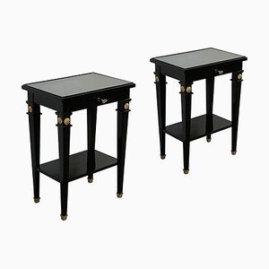Black Lacquered Side Tables with Drawers, 1990s, Set of 2