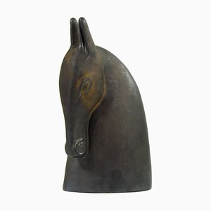 Escultura de cabeza de caballo escandinava vintage atribuida a Anette Edmark, años 80
