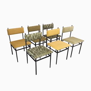 Italian Industrial Dining Chairs with Dedar Fabric, 1960s, Set of 6