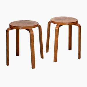 Wooden Stools attributed to Alvar Aalto, 1970s, Set of 2