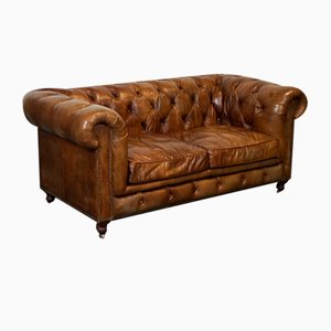 Brown Leather Chesterfield Sofa from Halo, 2000s