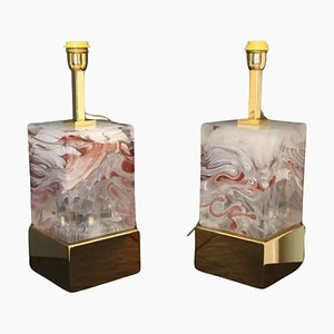 Murano Glass Block Table Lamps, 2000s, Set of 2