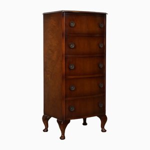 Vintage Art Deco Bow Fronted Mahogany Tall Boy Chest of Drawers