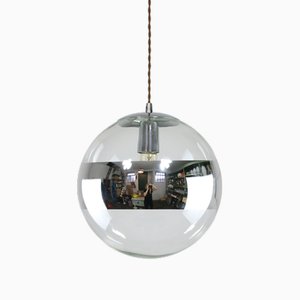 Vintage Italian Glass & Chrome Sphere Ceiling Lamp, 1990s