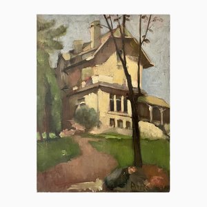La villa y el jardín, años 20, óleo sobre lienzo