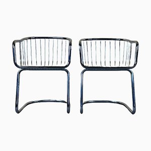 Set of Vintage Wire Chair in Metal and Chrome-Plated Design, 1960s