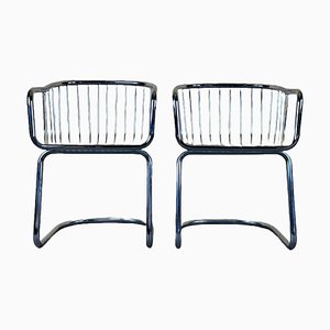 Vintage Wire Chair in Metal and Chrome-Plated Design, 1960s, Set of 2