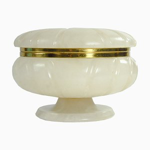 Vintage Italian Alabaster Lidded Container, 1980s