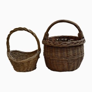 Wicker Baskets, 1960s, Set of 2