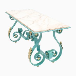 Wrought Iron and Marble Coffee Table, 1950s