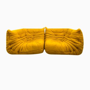 Modulares Vintage Togo Sofa in Senfgelb von Ligne Roset, 2er Set