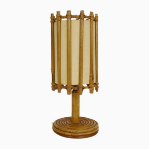 Rattan & Bamboo Table Lamp from Louis Sognot, 1950s