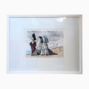 Giorgio De Chirico, I guerrieri di ritorno da Troia, 1966, Lithographie, Encadré