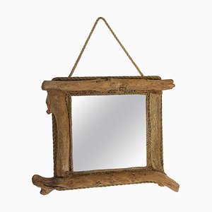 Driftwood and Rope Mirror in Grey Color, France, 1970s