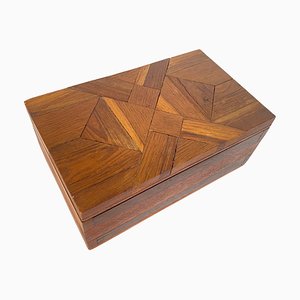 Jewelry Box in Wood with Geometrical Inlays, France, 1970s
