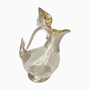20th Century Silver Color Liquor Bottle in Glass and Metal, France