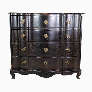 Chest of Drawers in Stained Oak with Brass, 1700s