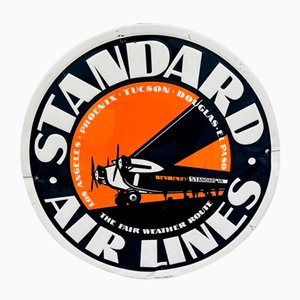 Vintage Standard Air Lines Metal Advertising Sign, 1920s